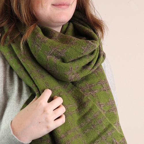 Olive & Khaki Crosshatch Weave Scarf by Peace of Mind